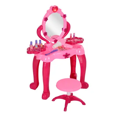 AIYAPLAY Kids Dressing Table with Mirror, Stool, Lights, Accessories