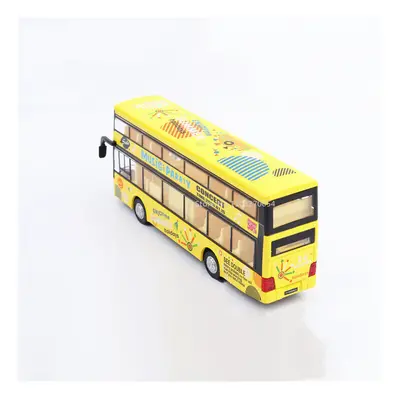 (Yellow) 1/36 Toy Car Model Hong Kong Double-decker Bus Diecast Alloy Model Base Plastic Rubber 