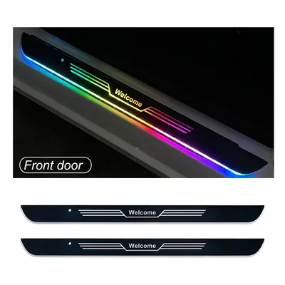 (For T-ESLA, Front - A - 2Pcs) 4/2 Pcs Customized Car Door Sill illuminated Light logo Projector