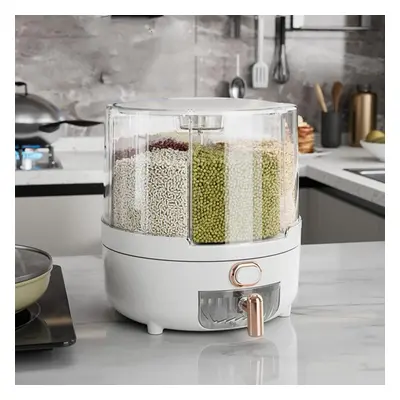 (white) Degree Rotating Grain Dispenser Box Pp Plastic Kitchen Storage Container For Rice And Be