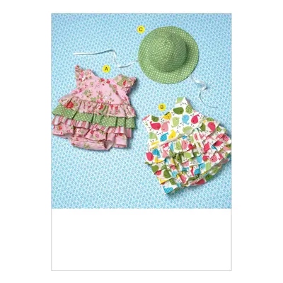 KWIKSEW PATTERNS K4094 Baby Rompers & Hat in One Envelope (S XXL)