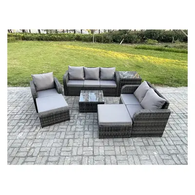 Fimous Indoor Outdoor Rattan Garden Furniture Seater Set Table Sofa Chair Patio Conservatory Sid