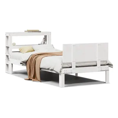 vidaXL Bed Frame with Headboard White 75x190 cm Small Single Solid Wood Pine