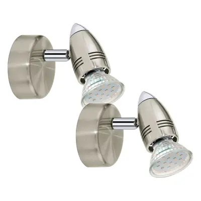 2 PACK Wall Spot Light Colour Satin Nickel Chrome Plated GU10 1x3W Included