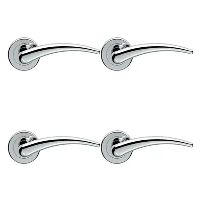 4x PAIR Arched Tapered Bar Handle on Round Rose Concealed Fix Polished Chrome