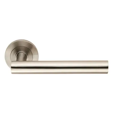 Straight Round Bar Handle on Round Rose Concealed Fix Satin Stainless Steel