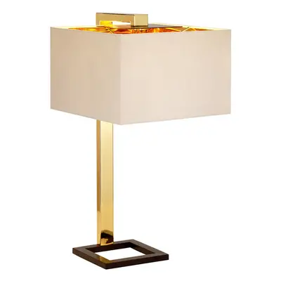 Table Lamp Beige Shade Dark Brown Polished Gold LED E27 60W Bulb