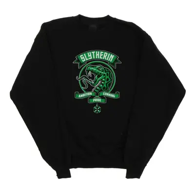 (M, Black) Harry Potter Mens Slytherin Toon Crest Sweatshirt