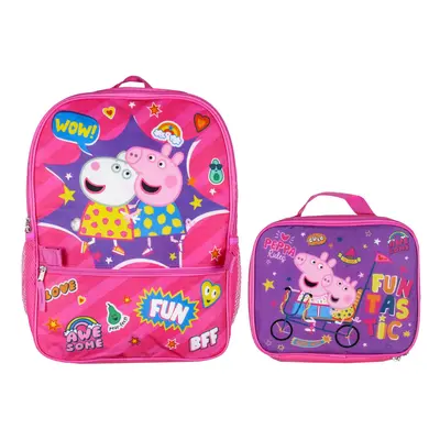 Peppa Pig School Travel Backpack Set For Girls With Detachable Insulat