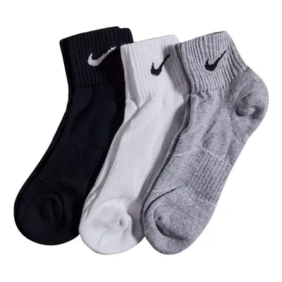 NIKE Unisex Performance Cushion Quarter Training Socks (3 Pairs) Grey