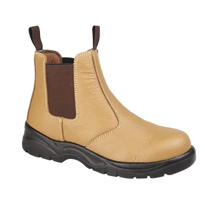 (7 UK, Tan) Grafters Mens Grain Leather Chelsea Safety Boots