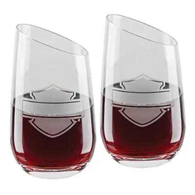 HarleyDavidson Silhouette Bar Shield Stemless Angled Wine Glass Set HDL18797