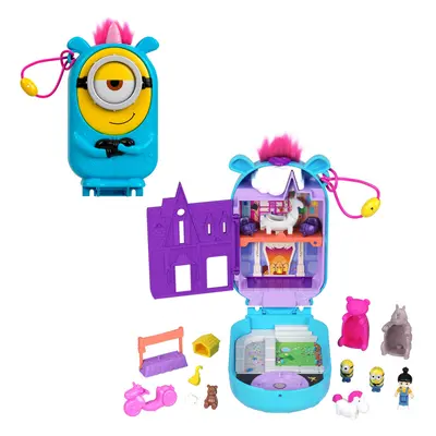 Polly Pocket Playset Doll Minions and Fluffy The Unicorn Toy Minions Compact with Accessories