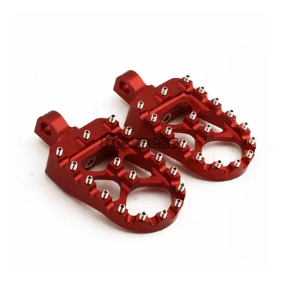 (Red) MX Foot Pegs Motorcycle Wide Fat Footpegs Bobber Roating Rear Footrests For Harley Dyna Fa