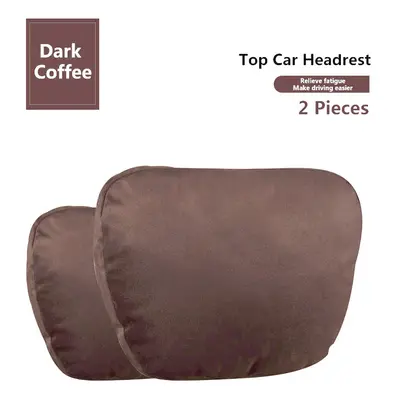 (2Pcs Coffee) Top Quality Car Headrest Seat Neck Support Soft Maybach Design Class