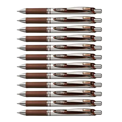 Pentel EnerGel RTX Retractable Liquid Gel Pen (0.7mm) Metal Tip Medium Line Brown Ink pack (BL77