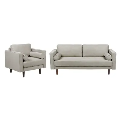 4 Seater Fabric Living Room Set Taupe NURMO