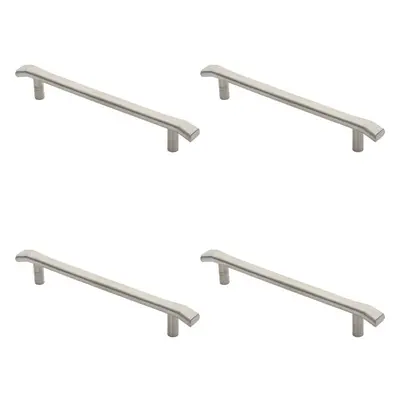 4x Flat Bar Pull Handle with Chamfered Edges 300mm Fixing Centres Satin Steel