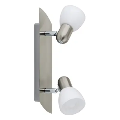 Wall Spot Light Colour Satin Nickel Shade White Satin Glass Bulb E14 2x40W