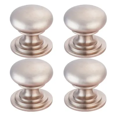 4x Victorian Round Cupboard Door Knob 38mm Dia Satin Nickel Cabinet Handle