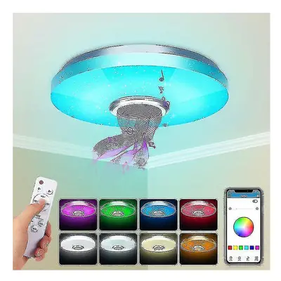 36w Led Ceiling Light With Bluetooth Speaker, Smart With Remote Control And App Control, Rgbw Co