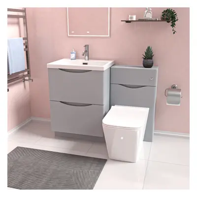 Nes Home 600mm Freestanding Vanity Cabinet, WC & Square BTW Toilet Set