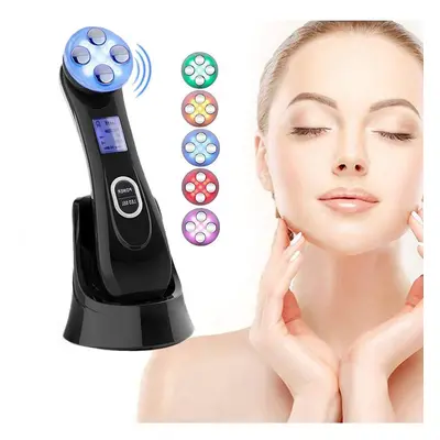 5 in LED Light Therapy Beauty Device Facial Massager(Black)