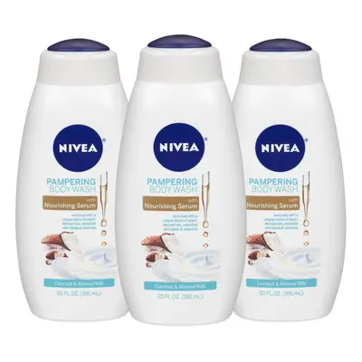 NIVEA Coconut and Almond Milk Body Wash with Nourishing Serum Pack of Fl Oz Bottle