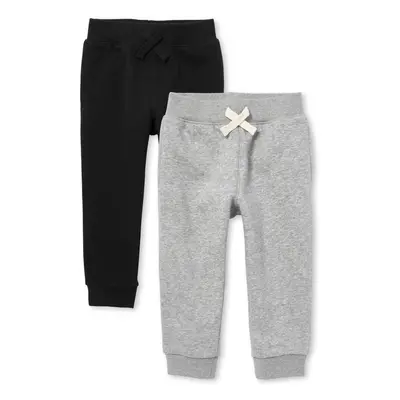 The Children's Place Baby Boys' and Toddler Active Fleece Jogger Sweatpants, Black/Smoke Gray 2-