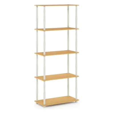 (Beech/White, 5-Tier Classic Tube) Toolless Shelves, Wood, Beech/White, one size