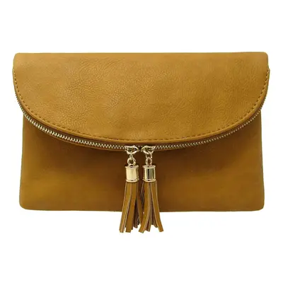 Solene Women's Envelop Clutch Crossbody Bag With Tassels Accent (WU075