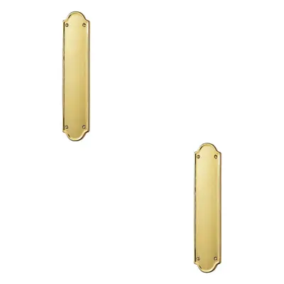 2x Shaped End Door Finger Plate x 65mm x 40mm Fixings Polished Brass