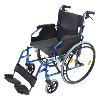 Deluxe Self Propelled Aluminium Wheelchair - Compact Foldable Design - Blue