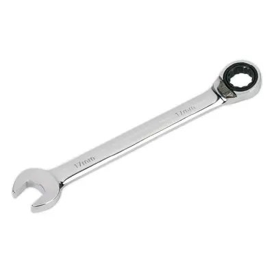 17mm Reversible Ratchet Combination Spanner - Chrome Vanadium Steel Wrench