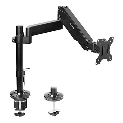 VIVO Black Heavy Duty Articulating Single Pneumatic Spring Arm Desk Mount Stand, Fits Standard a