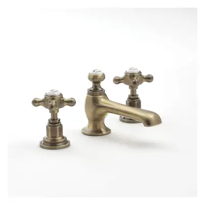 Milano Elizabeth - Traditional Tap-Hole Basin Mixer Tap Crosshead Handles - Brushed Gold