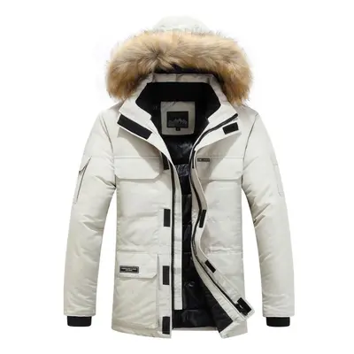 (white, 3XL) Cotton-padded Jacket Men&apos;s Autumn And Winter Thickened Cotton-padded Jacket Mi