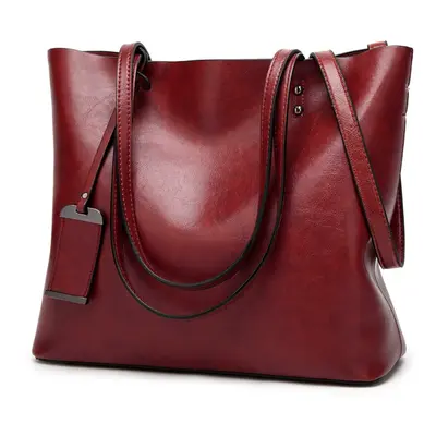 (dark red) Elegant Women Leather Handbag Versatile Tote Shoulder And Crossbody Bag