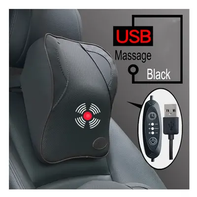 (Black-Neck-USB) USB Charger Electric Vibration Car Massager Pillow Pain Relief Car Seat