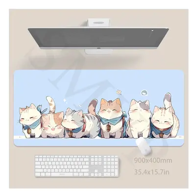 (SSS MAOMAO (5), 400x900x4mm) Original Mouse Pad Cute Cat Mousepad Large Keyboard Mats Kawaii De