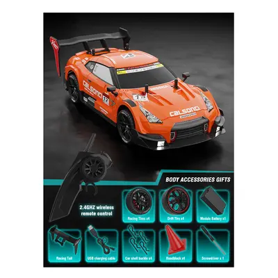 (ORANGE) 1:14 4WD RC Drift Car Racing 2.4G Remote Control Car Four-wheel Drive Remote Control Dr