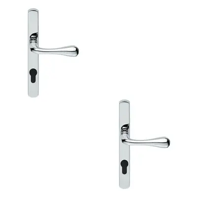 2x PAIR Flared Lever on Narrow Euro Lock Backplate x 26mm Polished Chrome