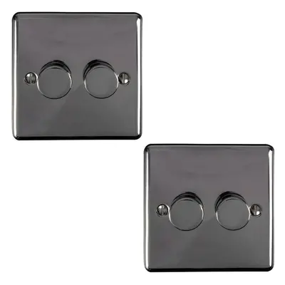 2 PACK Gang 400W Way Rotary Dimmer Switch BLACK NICKEL Light Dimming Plate