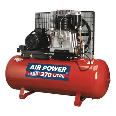 270 Litre Belt Drive Air Compressor - 2-Stage Pump System with 10hp Motor