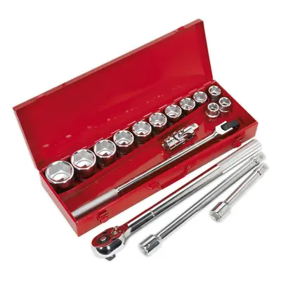 17 PACK Socket Set - 3/4" Square Drive - Point Socket Kit - Chrome Vanadium