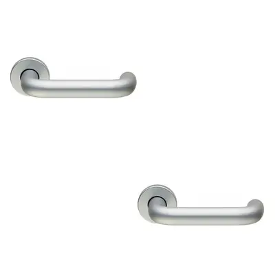 2x PAIR 19mm Round Bar Safety Lever on Round Rose Concealed Fix Satin Aluminium