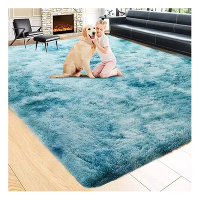 (TEAL- TYE DYE, 160X230 CM) Extra Large Rugs Fluffy Shaggy Living Room Rug