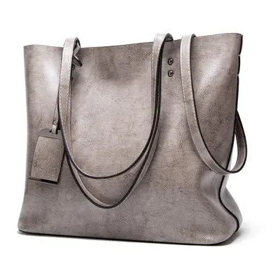 (gray) Zency Soft Artificial Leather Handbag Large Capacity Daily Casual Women&apos;s Shoulder B