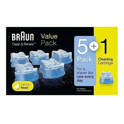 Braun Clean and Renew Electric Shaver Cleaning Cartridges, Hygienically Cleans, Removing Residua