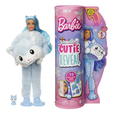 Barbie Cutie Reveal Doll Snowflake Sparkle Series Husky Plush Costume